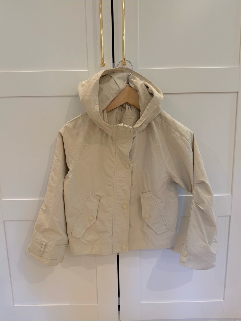 Zara Girls Beige Hooded Jacket - Lightweight Casual Coat (Size: 9-10)